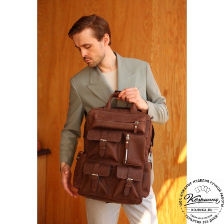 Кожаный рюкзак "Вассерман" (черный антик)